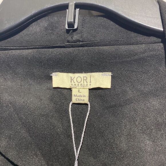 Kori America Women's Black Faux Suede Asymmetrical Zip Jacket Size Large NWT - Picture 4 of 10